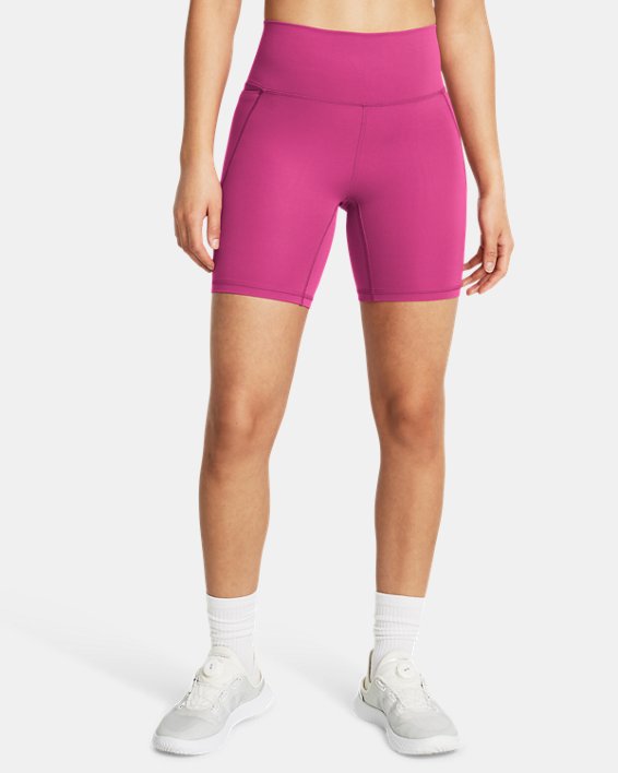 Pantalón corto de ciclismo UA Meridian de 18 cm para mujer, Pink, pdpMainDesktop image number 0
